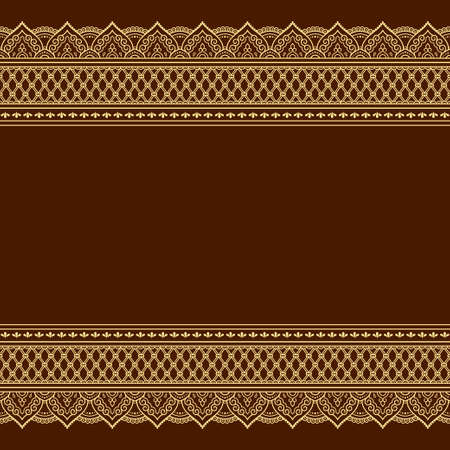 Set of Seamless borders pattern for Mehndi, Henna drawing and tattoo. Decoration in ethnic oriental, Indian style. Doodle ornament. Outline hand draw vector illustration.のイラスト素材