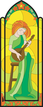 classical music stained glass panel mosaicのイラスト素材