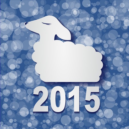 2015 new year card with  sheep. vector illustrationのイラスト素材