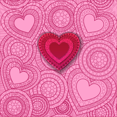 Valentines Day Design. Pink Heart with Blurred Background. Holiday Lights.のイラスト素材