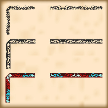 Corners and modular borders to create frames at any sizeのイラスト素材