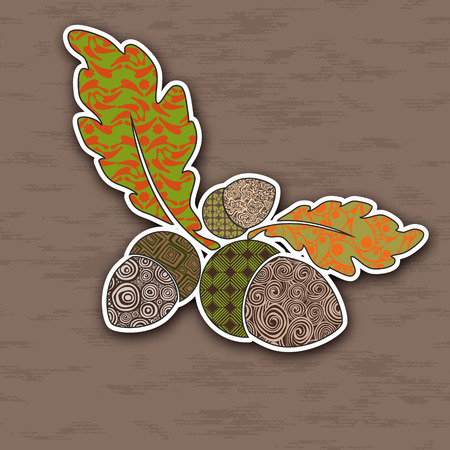Vector illustration of colorful acorns. Pop-art  Image for design.のイラスト素材