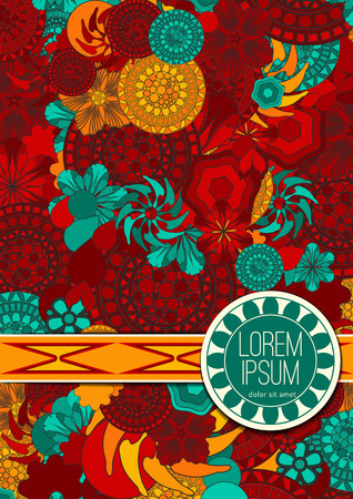 Floral Vector Template for Business Brochure, Report, Poster, Banner or Flyer Design. Colorful background.のイラスト素材