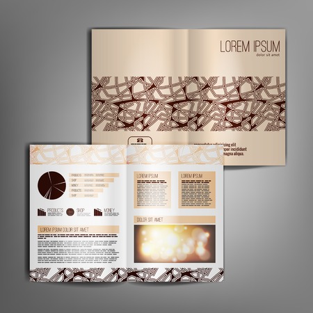 Beige business brochure design template with abstract pattern.のイラスト素材