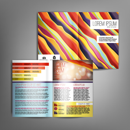 Business brochure design template with pattern of colorful stripes.のイラスト素材
