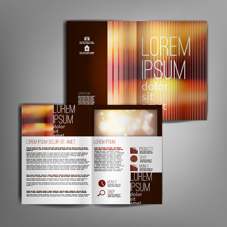 Business brochure design template with bright blurred abstract brown backgroundのイラスト素材