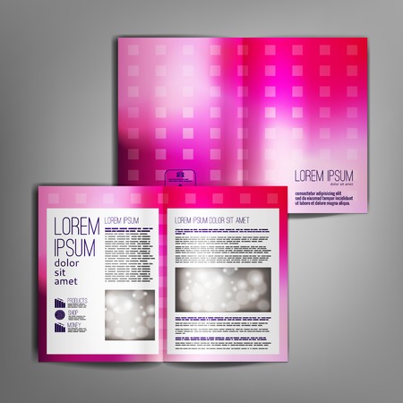 Business brochure design template with bright blurred abstract pink background.のイラスト素材