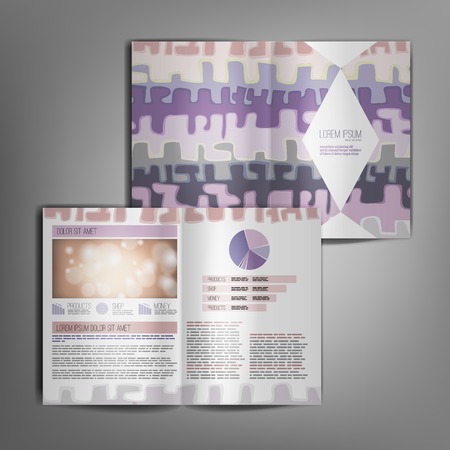 Business brochure template with  retro pattern of colored elements.のイラスト素材