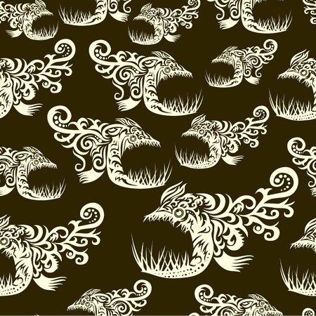 Seamless graphic pattern with fish. Ornamental tribal pattern illustration.のイラスト素材