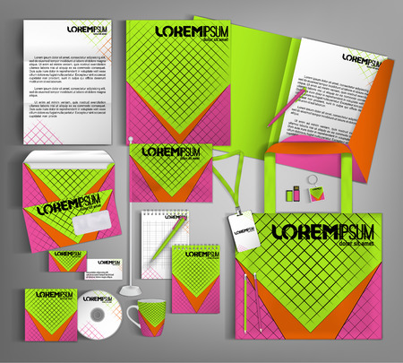 Corporate identity template design with bright colors. Business set stationery.のイラスト素材