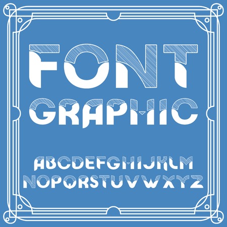 Typographic alphabet design set .Retro vector fontのイラスト素材