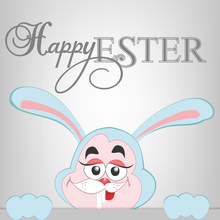 Greeting card with Easter rabbit. Funny bunny. Easter Bunny.のイラスト素材