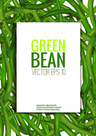 Realistic green beans with frame and place for textのイラスト素材