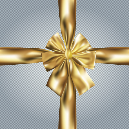 Realistic holiday gold bow. Isolated vector illustrationのイラスト素材