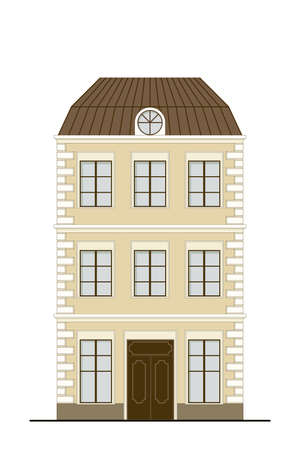 Facade building. Architecture house of a classical. Vector illustration in flat design.のイラスト素材