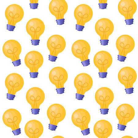 Colorful seamless pattern with light bulb. Vector illustrationのイラスト素材