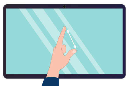 Hand movement on the touch screen. Tablet and hand control.のイラスト素材