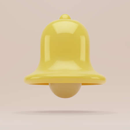 Realistic 3D design, bell. Call notification in yellow color.のイラスト素材
