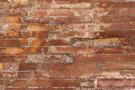 Brick wall background. Old brickwork with narrow red bricks.