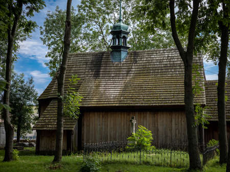 Busko Zdroj, Poland - July 31, 2021: A medieval wooden Church of St. Leonard.のeditorial素材