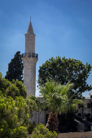 Minaret of the mosque in the old city of Jerusalem, Israelの写真素材