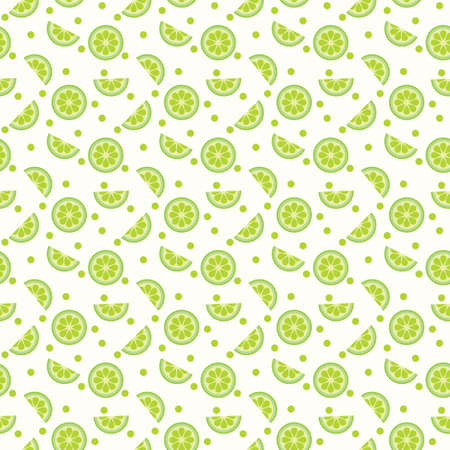 Fruit pattern of lime slices isolated, repeating vector background.のイラスト素材