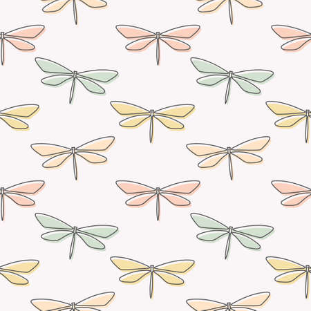 seamless repeat pattern with dragonfliesのイラスト素材