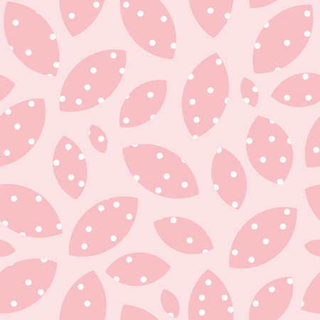 Pink abstract geometric leaves seamless vector pattern background with dots. Cute girly pastel pattern.のイラスト素材