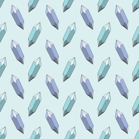 Blue crystals seamless repeat pattern vector background, gem stones, crystal quartz design.のイラスト素材