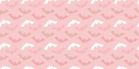 Halloween bat seamless repeat pattern pink background. Vector repeat.