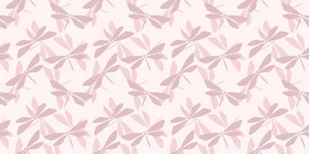 Dragonfly pastel seamless repeat pattern background. Dragonfly silhouette random pattern.のイラスト素材