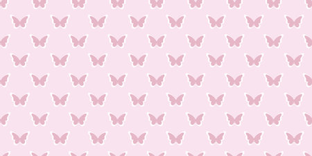 Pastel pink butterfly silhouette seamless repeat pattern background, girly patternのイラスト素材