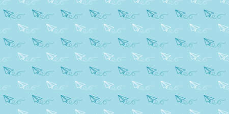 Blue paper plane seamless repeat pattern vector background, origami planesのイラスト素材
