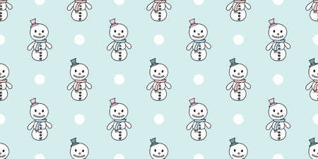 Snowman seamless winter vector pattern background, cute winter wallpaperのイラスト素材