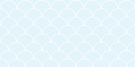 Geometric abstract seamless repeat vector pattern background, blue shell, fish scale water wallpaper