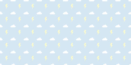 Storm, sky with clouds and thunder seamless repeat pattern vector background, pastel wallpaper design.のイラスト素材