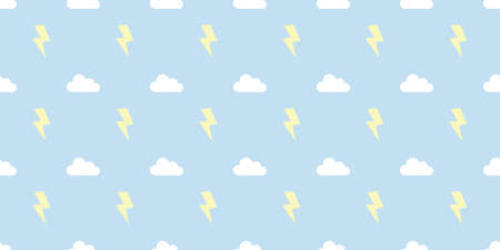 Storm, sky with clouds and thunder seamless repeat pattern vector background, pastel wallpaper design.のイラスト素材