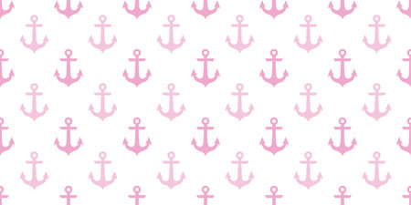 Anchor seamless repeat pattern vector background, wallpaper with anchor elements, pink and white,...