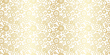 Gold and white concentric circles seamless repeat pattern background, vector wallpaper.のイラスト素材