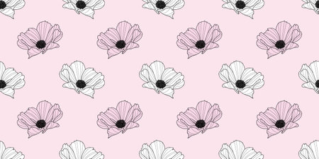 Garden cosmos flower seamless repeat pattern background, vector wallpaper. Floral spring pattern.