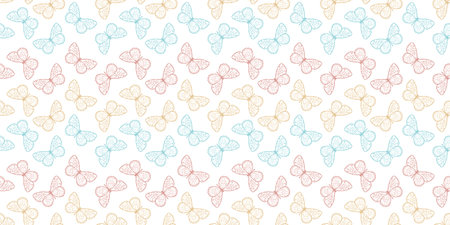 Butterfly seamless vector repeat pattern background, spring wallpaper. Cute girly pattern.