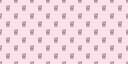 Heart cactus seamless repeat pattern background, vector wallpaper.