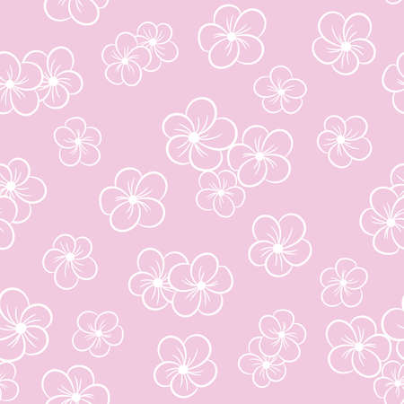 Simple floral repeat pattern design, cute spring pattern, vector background, flower wallpaper. Girly pattern.のイラスト素材