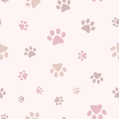 Cute pet pattern with paws, seamless vector repeat, cute pattern for cats and dogs, pastel patternのイラスト素材
