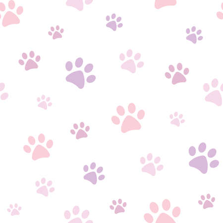 Purple and pink vector paw pattern for pets. Seamless repeat pattern background.のイラスト素材