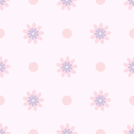 Vector flower pattern, seamless floral background, pastel floral pattern with dots.のイラスト素材