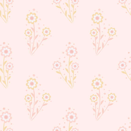 Vector flower pattern, seamless floral background, pastel flower pattern.のイラスト素材