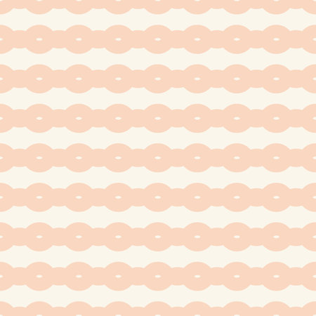 Pastel peach, horizontal stripes, geometric chains, vector pattern, abstract repeat background, seamless repeating tile.のイラスト素材