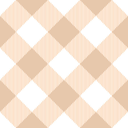 Beige gingham plaid pattern, classical checkered vector repeat, endless repeating tile.のイラスト素材