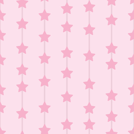 Pastel pink stars, geometric vector pattern, seamless repeat, vertical stripes with star elements, abstract backgroundのイラスト素材